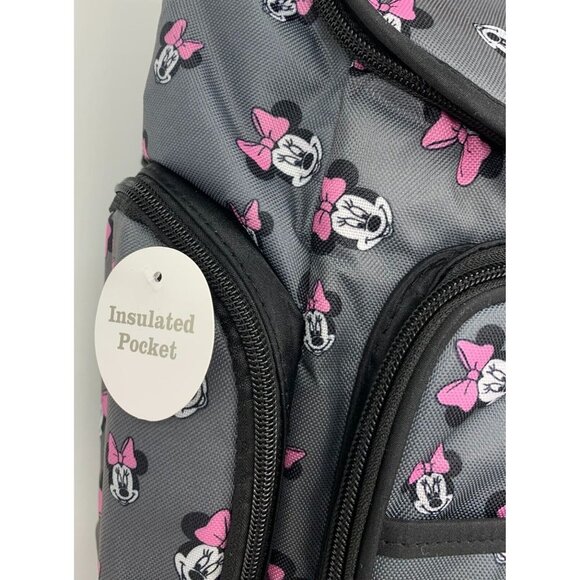 Disney Minnie Mouse Multi-Piece Diaper Baby Back Pack Set Insulated 9 Pocket New - Picture 5 of 9